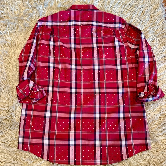 Club Room Men’s Red Scotch Plaid Cotton Button Down Dress Shirt - Large - Picture 3 of 5